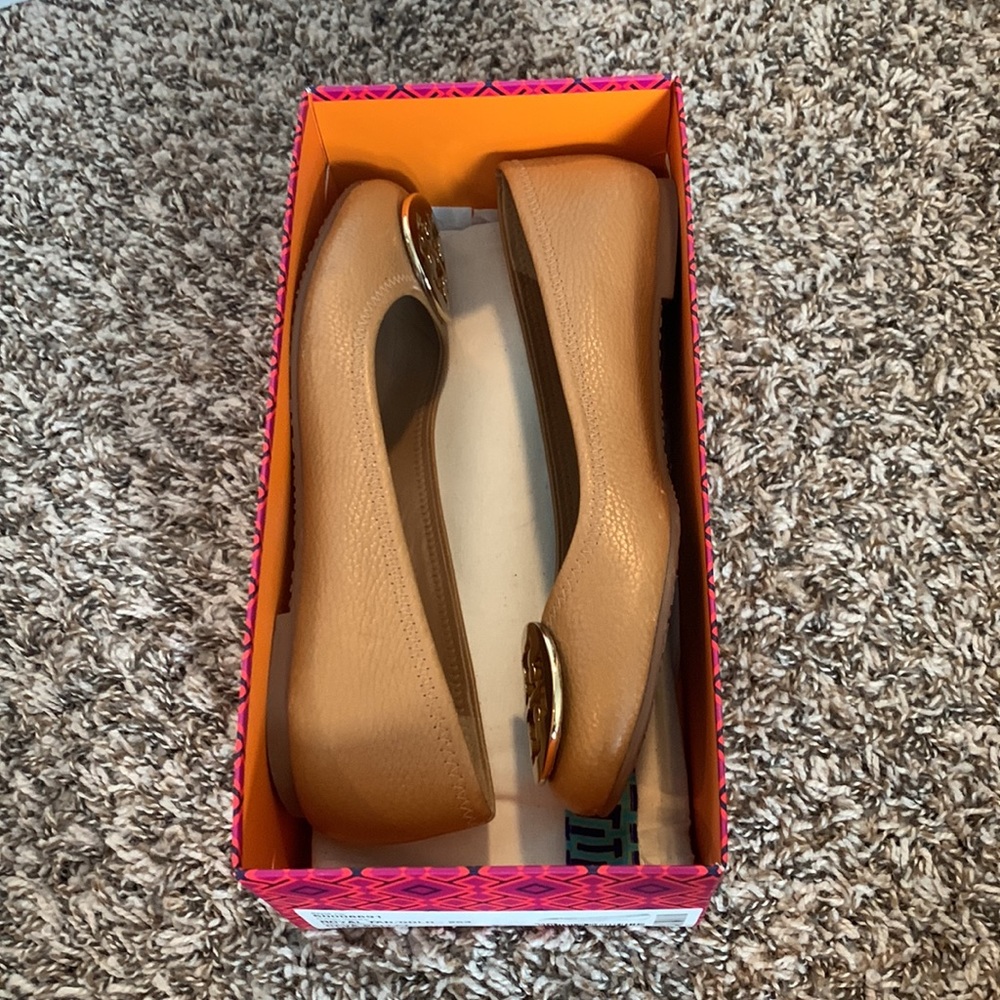 Tory Burch Reva Ballet Flats Royal Tan/Gold size 8.5 - Picture 6 of 13